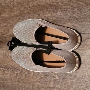 GREY EMBELLISHED FAUX-GEM SLIP-ON SNEAKER (WW)